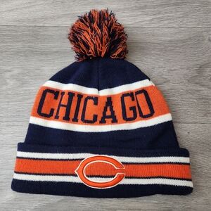 Chicago  Bears Blue Orange Beannie Pom Pom Hat NFL Knit‎